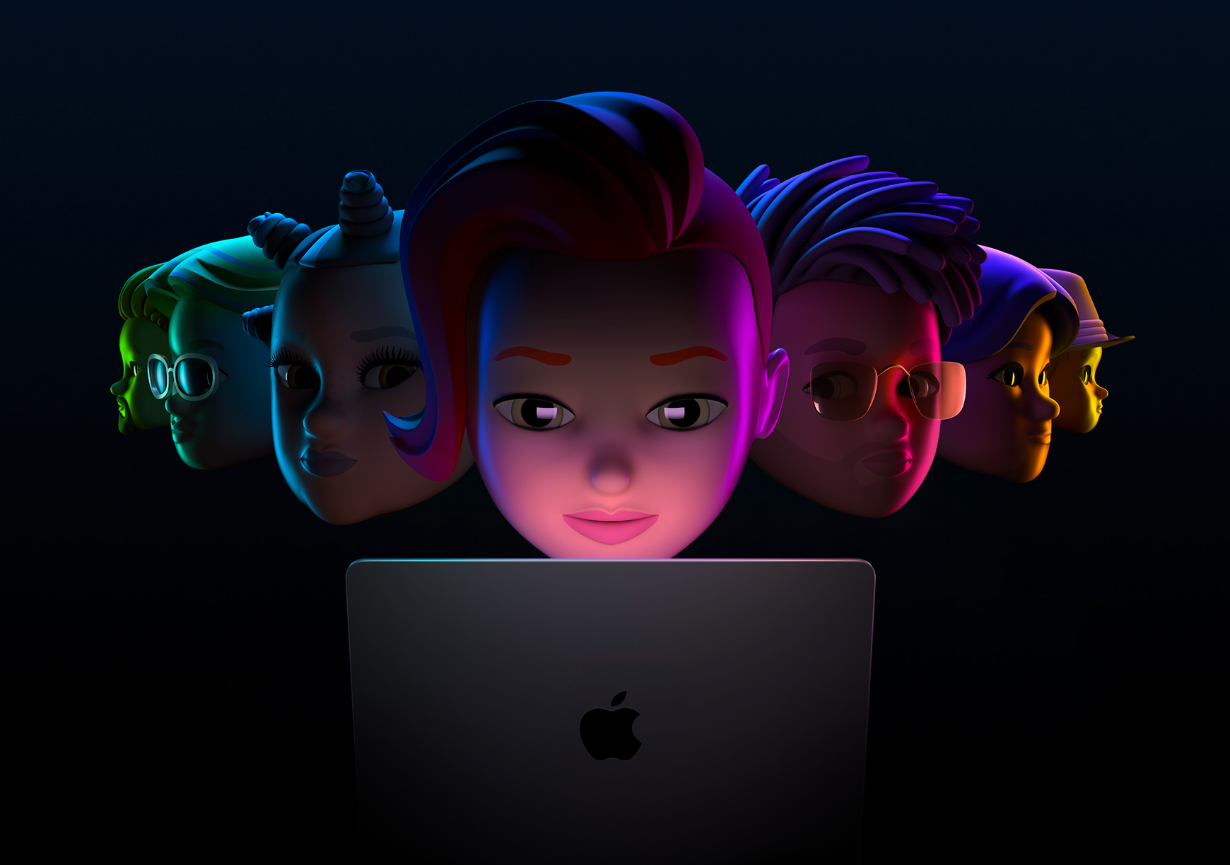 Screenshot from Apple WWDC page showing seven memojis